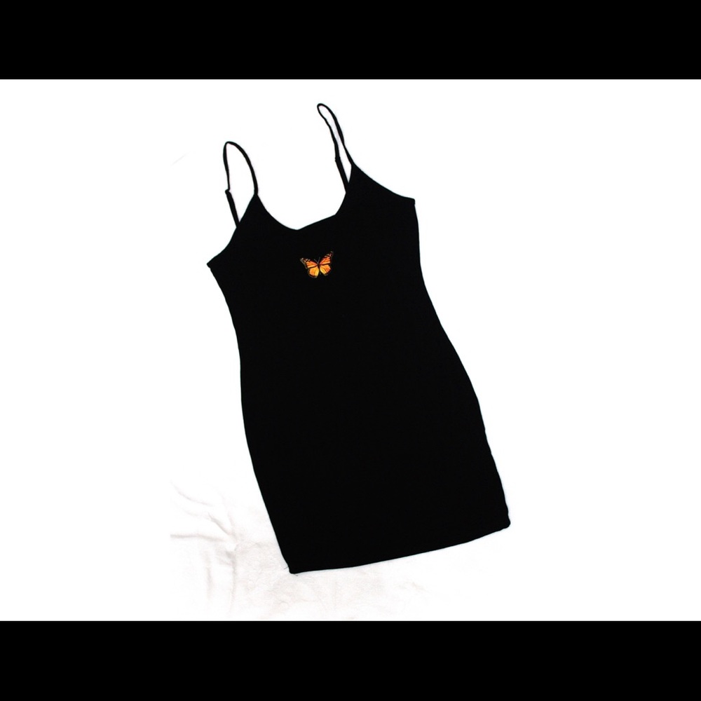 Shein Butterfly Print Black Dress